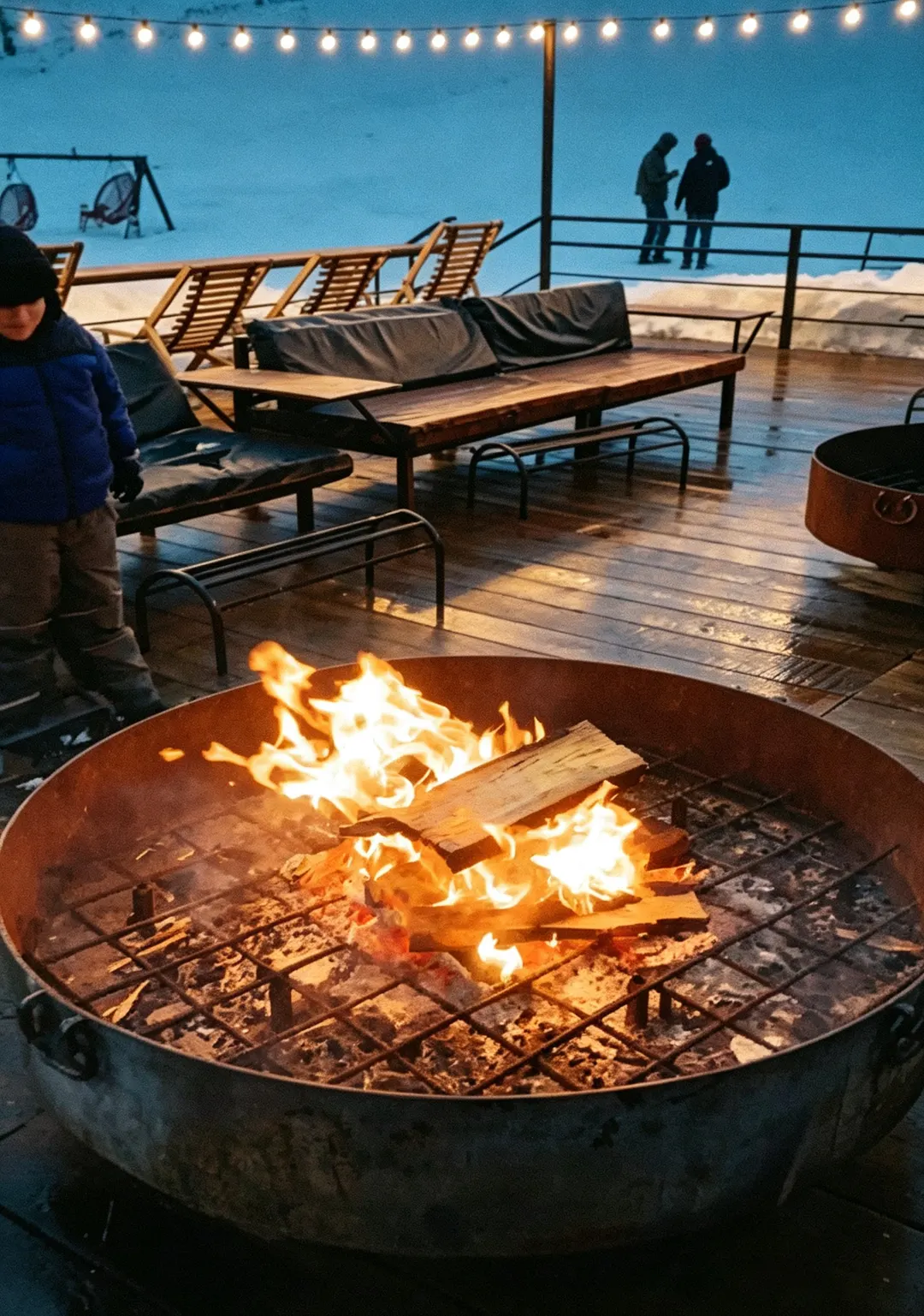 Fire burning in the evening